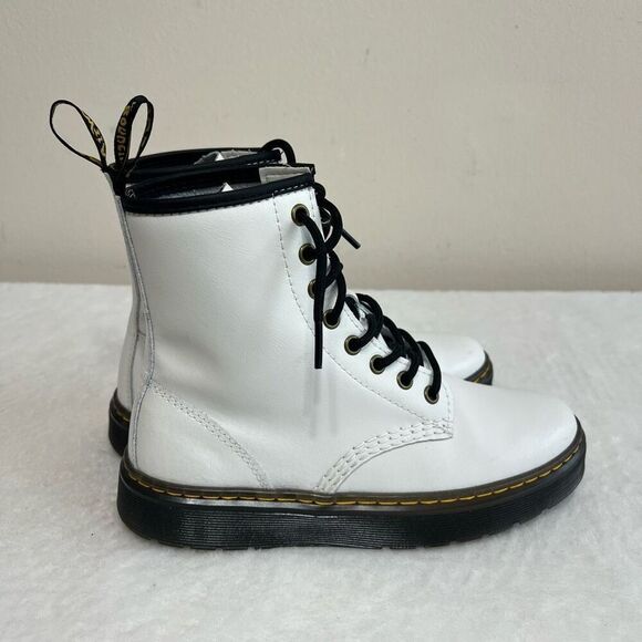 Dr. Martens White Zavala Combat Boots Lace Up 6 Women - Picture 7 of 11